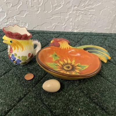 Rooster Plate and Gravy Dish