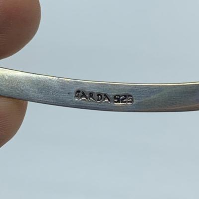 SARDA Stamped 925 Collar Necklace with Two Chains, Clamp Bangle, and Matching Necklace and Bangle Set (B3-KW)