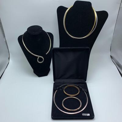 SARDA Stamped 925 Collar Necklace with Two Chains, Clamp Bangle, and Matching Necklace and Bangle Set (B3-KW)