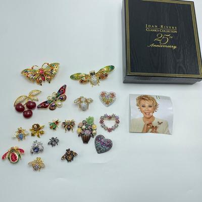 Selection of Joan Rivers Pins with Beaded Bracelets, and Necklace (B3-KW)