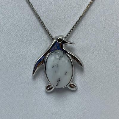 Stamped Sterling and Gemstone Seahorse, Hummingbird, and Penguin Necklaces with Selection of Gemstone Animal Pendants (B3-KW)