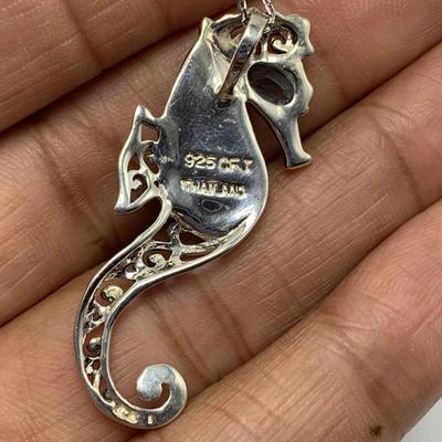 Stamped Sterling and Gemstone Seahorse, Hummingbird, and Penguin Necklaces with Selection of Gemstone Animal Pendants (B3-KW)