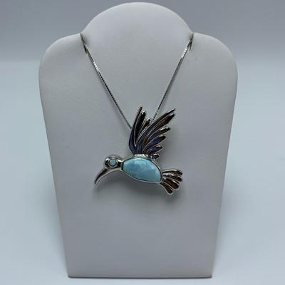 Stamped Sterling and Gemstone Seahorse, Hummingbird, and Penguin Necklaces with Selection of Gemstone Animal Pendants (B3-KW)