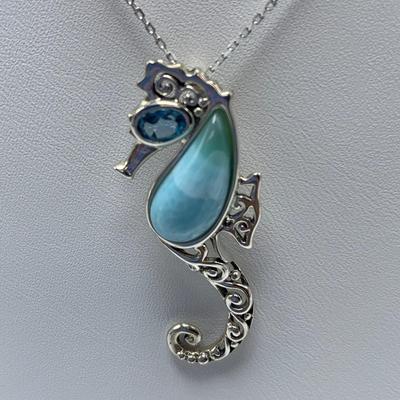 Stamped Sterling and Gemstone Seahorse, Hummingbird, and Penguin Necklaces with Selection of Gemstone Animal Pendants (B3-KW)