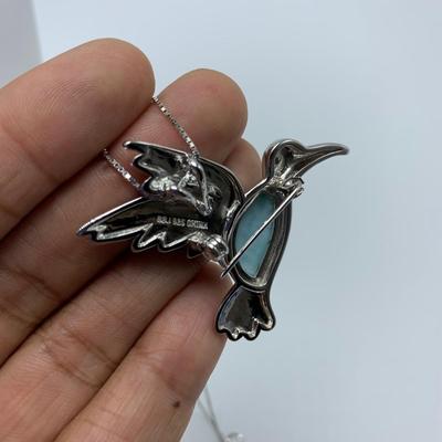 Stamped Sterling and Gemstone Seahorse, Hummingbird, and Penguin Necklaces with Selection of Gemstone Animal Pendants (B3-KW)