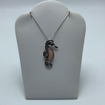 Stamped Sterling and Gemstone Seahorse, Hummingbird, and Penguin Necklaces with Selection of Gemstone Animal Pendants (B3-KW)