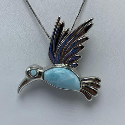 Stamped Sterling and Gemstone Seahorse, Hummingbird, and Penguin Necklaces with Selection of Gemstone Animal Pendants (B3-KW)