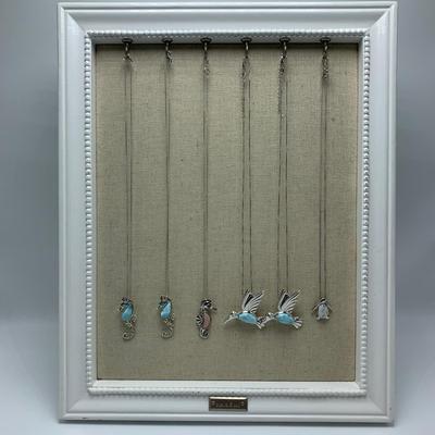 Stamped Sterling and Gemstone Seahorse, Hummingbird, and Penguin Necklaces with Selection of Gemstone Animal Pendants (B3-KW)