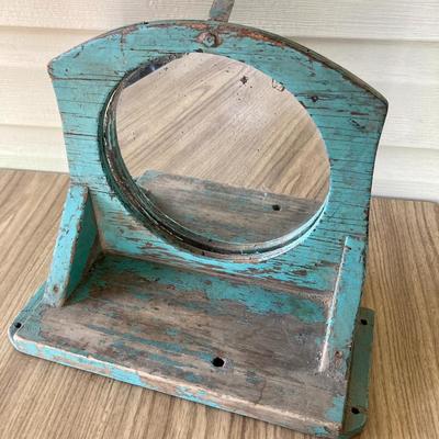 Teal Round Mirror