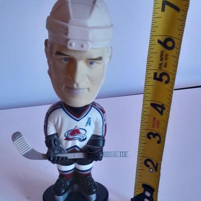 Colorado Avalanche 2002 Collector's series Bobble heads and Signed Hockey puck with stand GO AV'S!