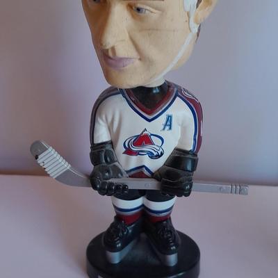 Colorado Avalanche 2002 Collector's series Bobble heads and Signed Hockey puck with stand GO AV'S!