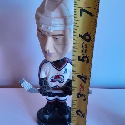 Colorado Avalanche 2002 Collector's series Bobble heads and Signed Hockey puck with stand GO AV'S!