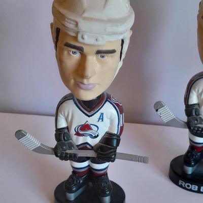 Colorado Avalanche 2002 Collector's series Bobble heads and Signed Hockey puck with stand GO AV'S!