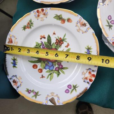 9 Pieces of I. Godinger & Co. Yorkshire Pattern China Plates
