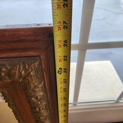 Vintage Ornate Solid Oak Wood Framed Mirror 24x27