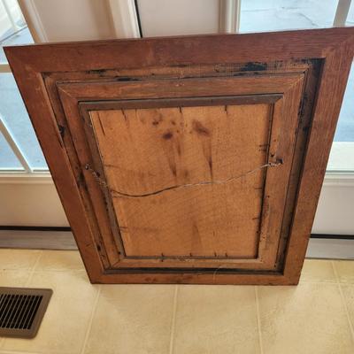 Vintage Ornate Solid Oak Wood Framed Mirror 24x27
