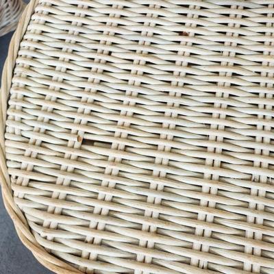 4 Piece Real Wicker Patio Set with Cushions Glass top on Round Table