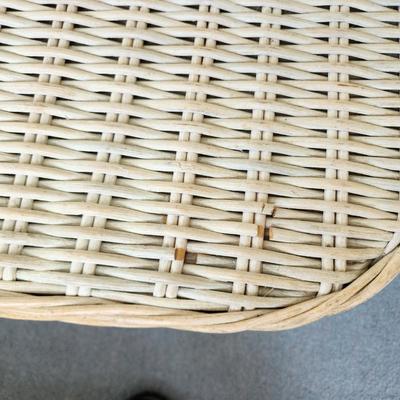 4 Piece Real Wicker Patio Set with Cushions Glass top on Round Table