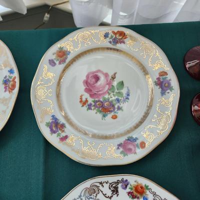 Erphila Czecho-Slovakia Floral Plates Set Of 6  10.5"