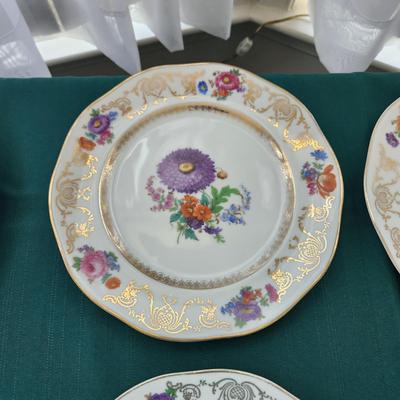 Erphila Czecho-Slovakia Floral Plates Set Of 6  10.5"