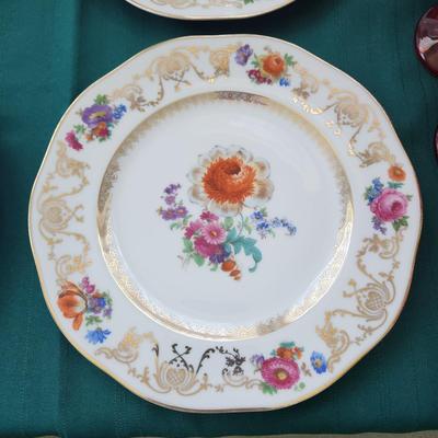 Erphila Czecho-Slovakia Floral Plates Set Of 6  10.5"