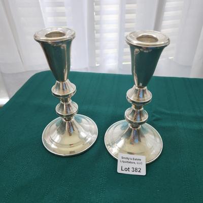 Pair Vintage Duchin Creation Weighted Sterling Silver Candle Sticks 6"
