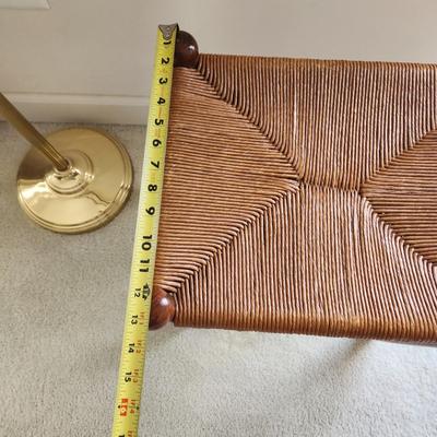 Vintage Wood & Rush Stool 16x13x19H