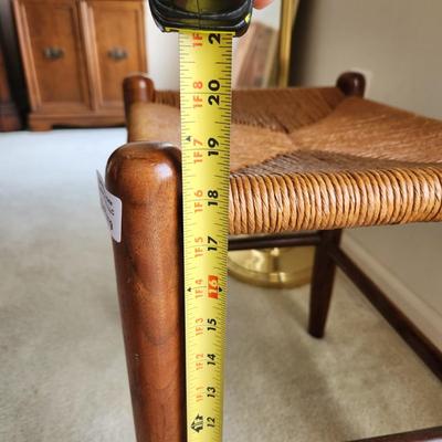 Vintage Wood & Rush Stool 16x13x19H
