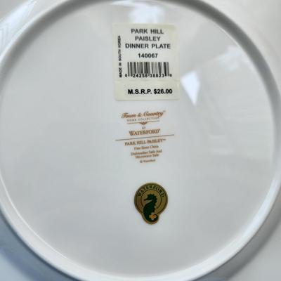 4 Town & Country Collection by Waterford Park Hill Paisley Dinner Plate 10.75"
