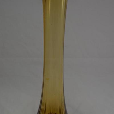 Vintage FENTON Valencia Amber Swung Glass Vase 14.25"