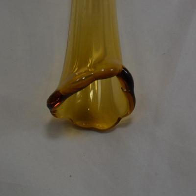 Vintage FENTON Valencia Amber Swung Glass Vase 14.25"