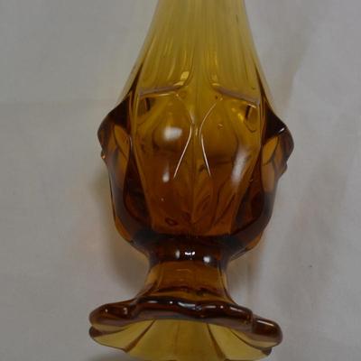 Vintage FENTON Valencia Amber Swung Glass Vase 14.25"
