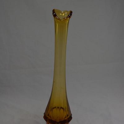 Vintage FENTON Valencia Amber Swung Glass Vase 14.25"