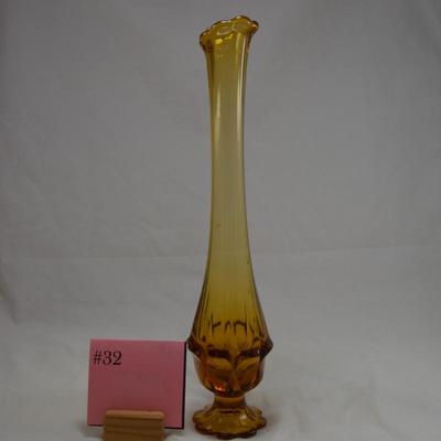 Vintage FENTON Valencia Amber Swung Glass Vase 14.25"