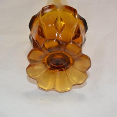 Vintage FENTON Valencia Amber Swung Glass Vase 14.25"