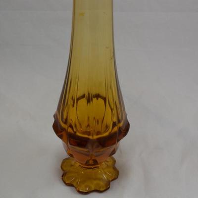 Vintage FENTON Valencia Amber Swung Glass Vase 14.25"