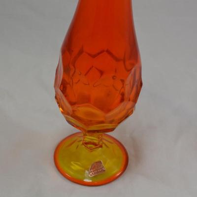 Vintage VIKING MCM Orange/Amber Slung Vase 15.5"