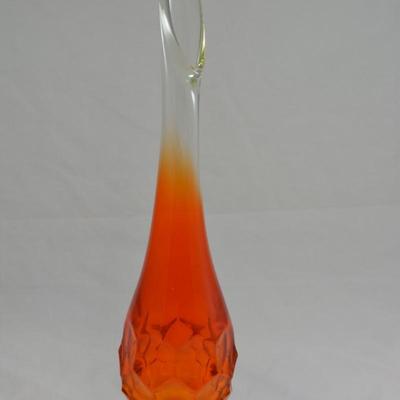 Vintage VIKING MCM Orange/Amber Slung Vase 15.5"