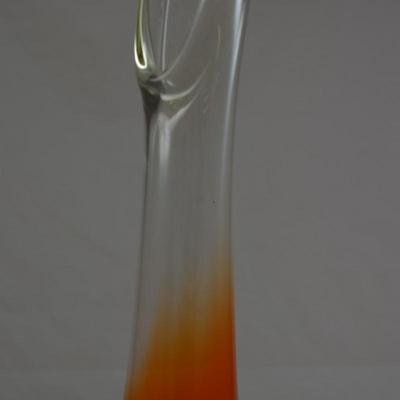 Vintage VIKING MCM Orange/Amber Slung Vase 15.5"