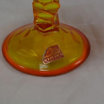 Vintage VIKING MCM Orange/Amber Slung Vase 15.5"