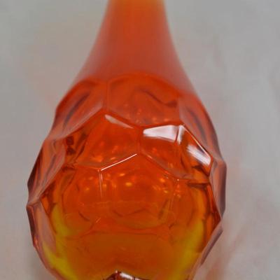 Vintage VIKING MCM Orange/Amber Slung Vase 15.5"