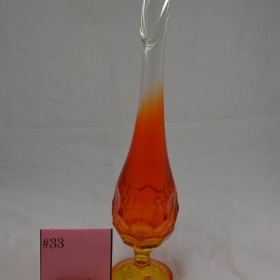 Vintage VIKING MCM Orange/Amber Slung Vase 15.5"