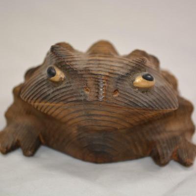 SUGI Cryptomeria Carved Wood Toad, JAPAN