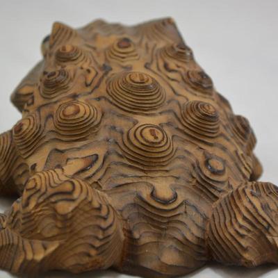 SUGI Cryptomeria Carved Wood Toad, JAPAN
