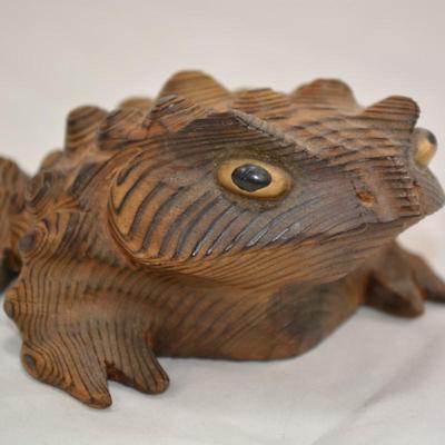 SUGI Cryptomeria Carved Wood Toad, JAPAN