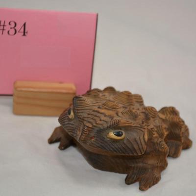 SUGI Cryptomeria Carved Wood Toad, JAPAN