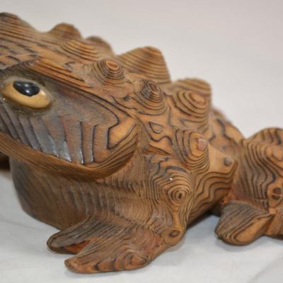 SUGI Cryptomeria Carved Wood Toad, JAPAN