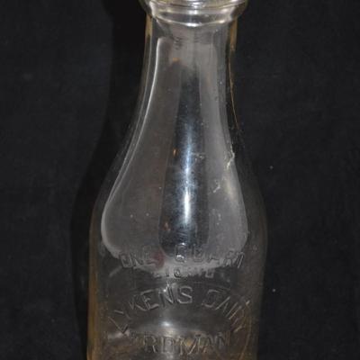 Vintage 1 Qt. Milk Bottle, Lykens PA 9.5"