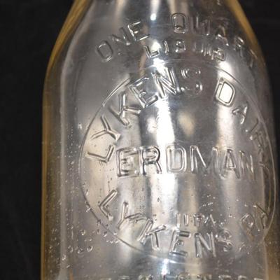 Vintage 1 Qt. Milk Bottle, Lykens PA 9.5"