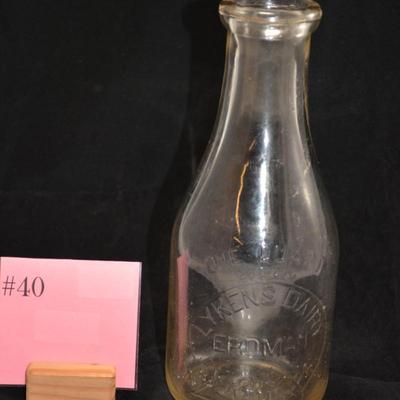 Vintage 1 Qt. Milk Bottle, Lykens PA 9.5"